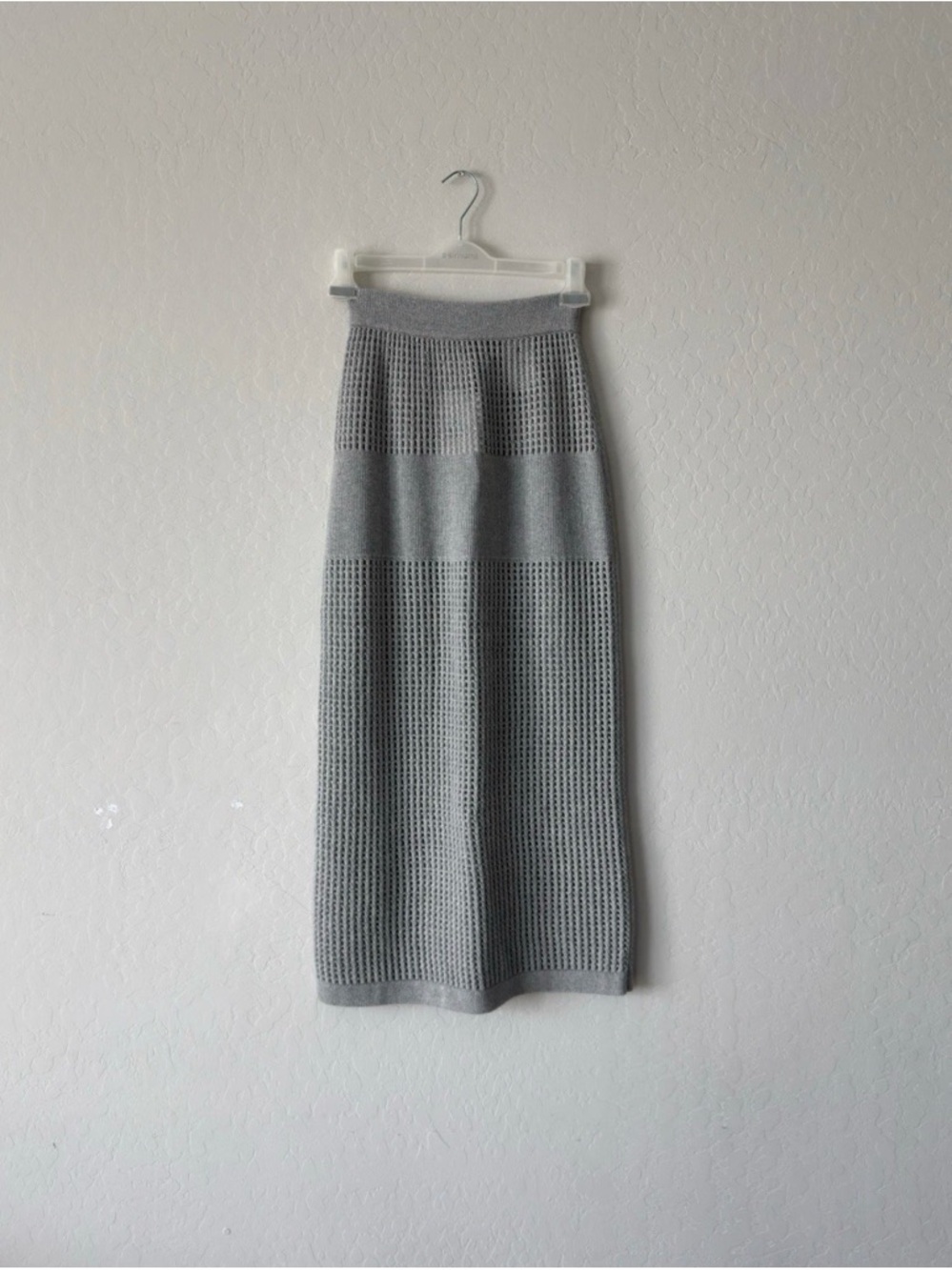 $800 Lisa Yang Lai Grey Cashmere Crochet Skirt